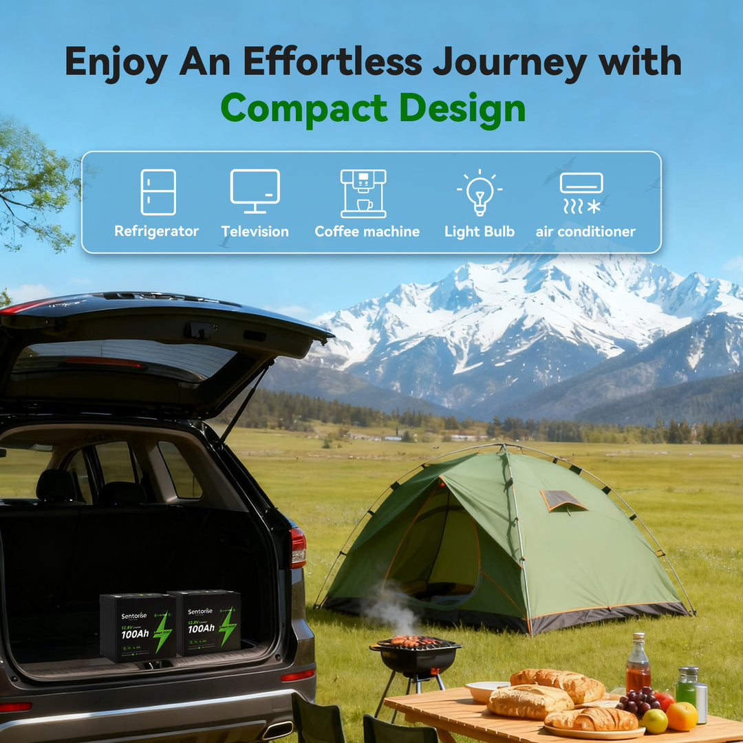 Sentorise 12V 100Ah SuperMini Bluetooth Small LiFePO4 Deep Cycle Battery