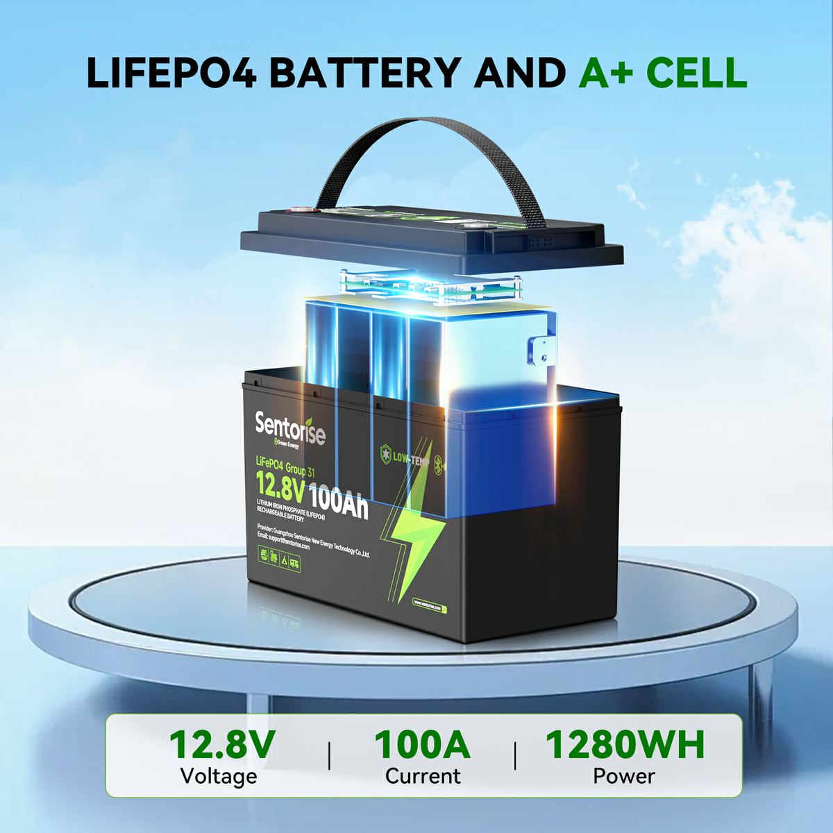 12V 100Ah Group 31 LiFePO4-Batterie mit Bluetooth Zweitbild