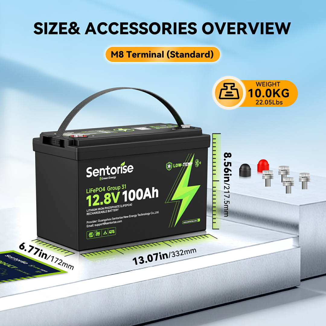 Sentorise 12V 100Ah LiFePO₄ Battery | Group 31 Size for RV, Marine & Solar