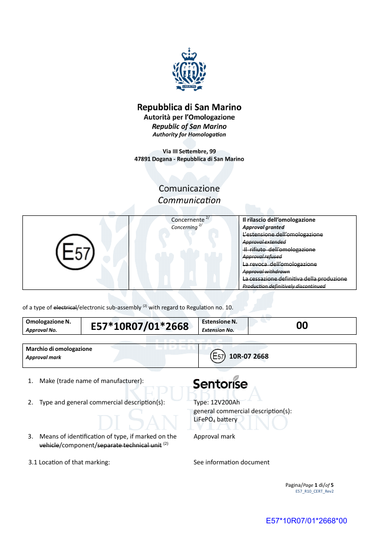 ECE R10.07 — first page of the type-approval document